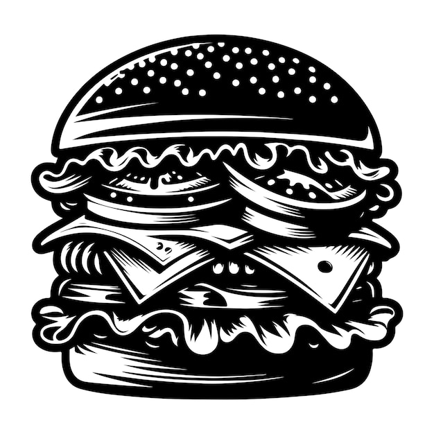 Ilustración vectorial de la silueta de la hamburguesa