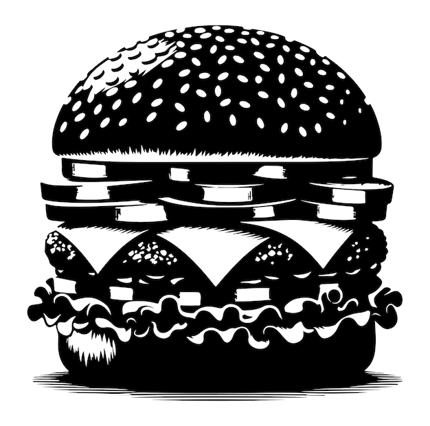 Ilustración vectorial de la silueta de la hamburguesa