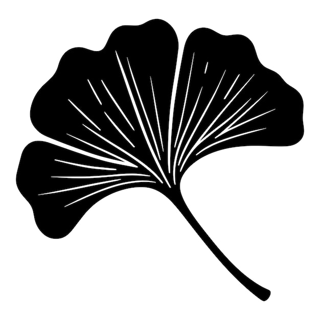 Ilustración vectorial de la silueta de la hoja de ginkgo