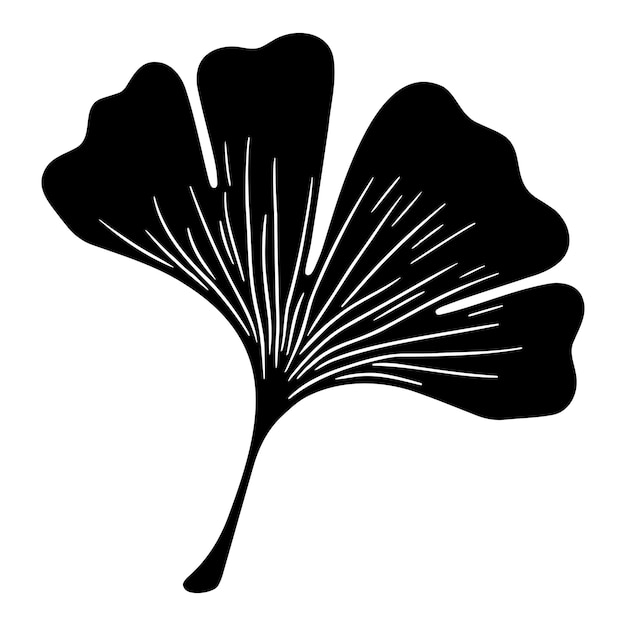 Ilustración vectorial de la silueta de la hoja de ginkgo