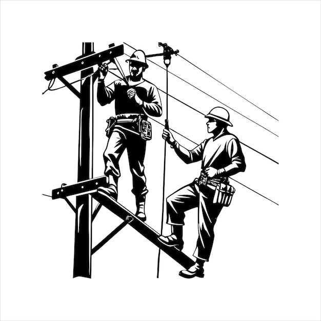 Ilustración vectorial de la silueta de un hombre de línea escalando