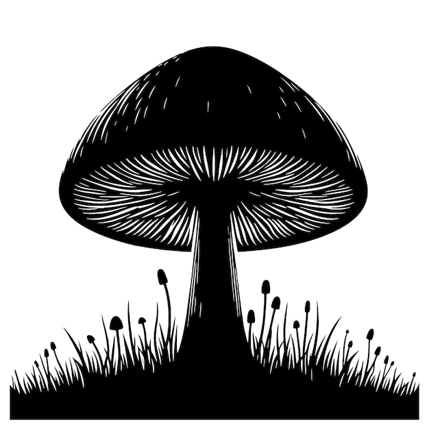 Ilustración vectorial de la silueta del hongo negro