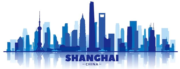 Vector ilustración vectorial de la silueta del horizonte de la ciudad de shanghai en fondo blanco viajes de negocios y turistas