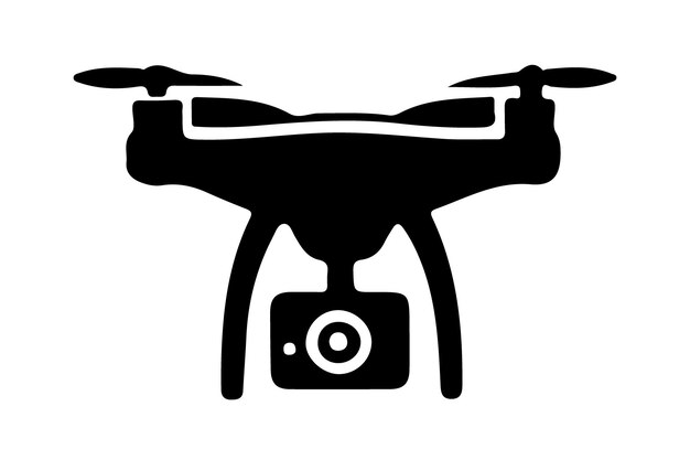 Ilustración vectorial de la silueta del icono de la cámara del avión no tripulado