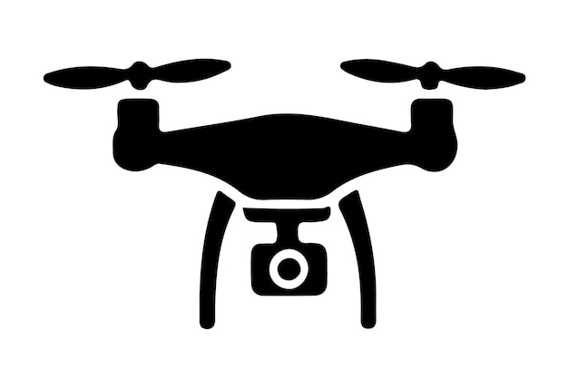 Ilustración vectorial de la silueta del icono de la cámara del avión no tripulado