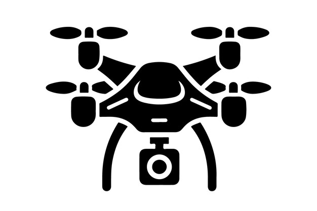 Ilustración vectorial de la silueta del icono de la cámara del avión no tripulado