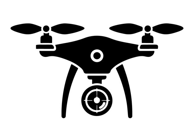 Ilustración vectorial de la silueta del icono de la cámara del avión no tripulado