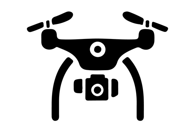 Ilustración vectorial de la silueta del icono de la cámara del avión no tripulado