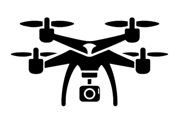 Ilustración vectorial de la silueta del icono de la cámara del avión no tripulado