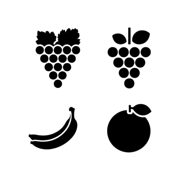 Ilustración vectorial de la silueta del icono de las frutas rellenas negras