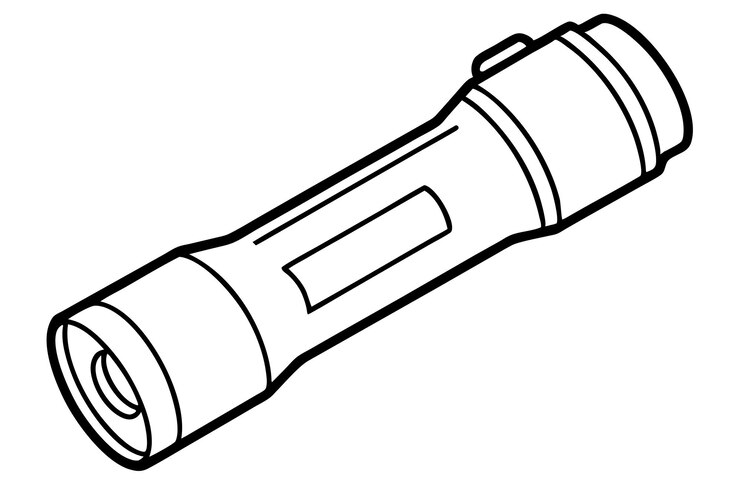 Vector ilustración vectorial de la silueta del icono de la luz de la antorcha eléctrica en blanco y negro