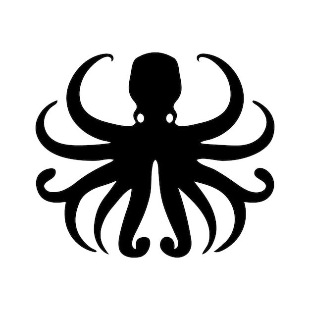 Ilustración vectorial de silueta del ícono del pulpo aislada en fondo blanco