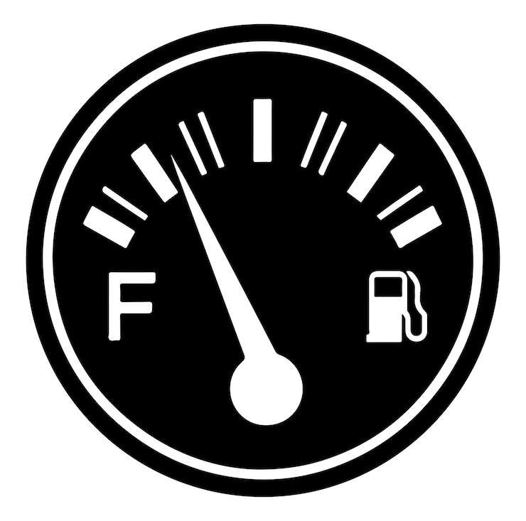 Vector ilustración vectorial de la silueta del indicador del gauge de combustible
