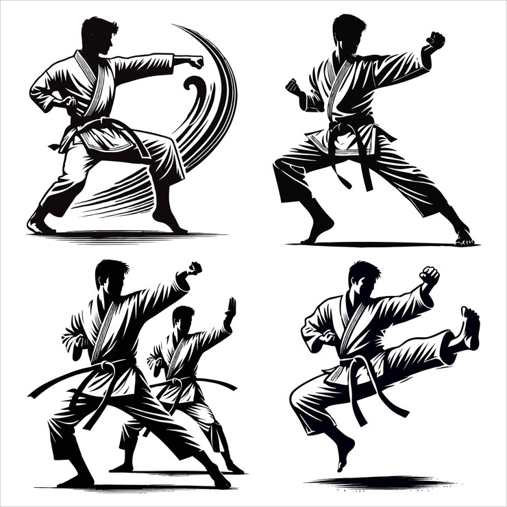 Ilustración vectorial de la silueta del karate