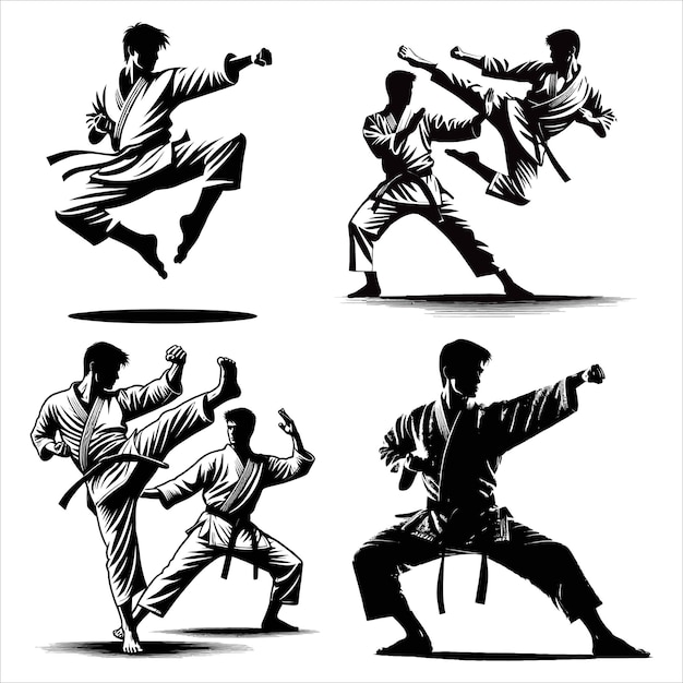 Ilustración vectorial de la silueta del karate