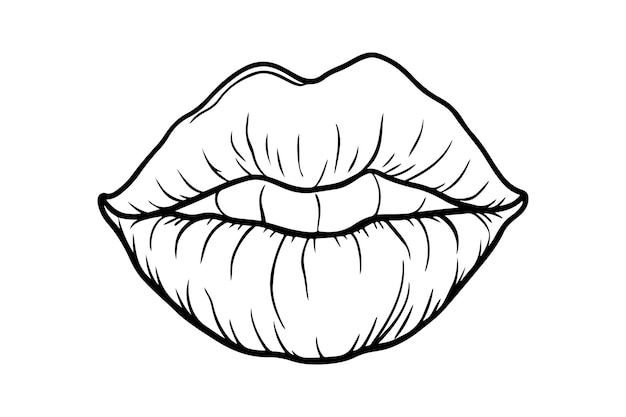 Ilustración vectorial de la silueta de los labios de beso