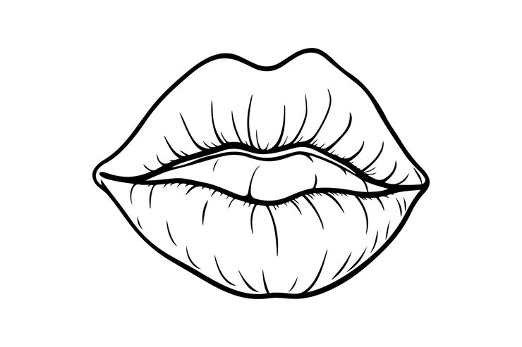 Vector ilustración vectorial de la silueta de los labios de beso