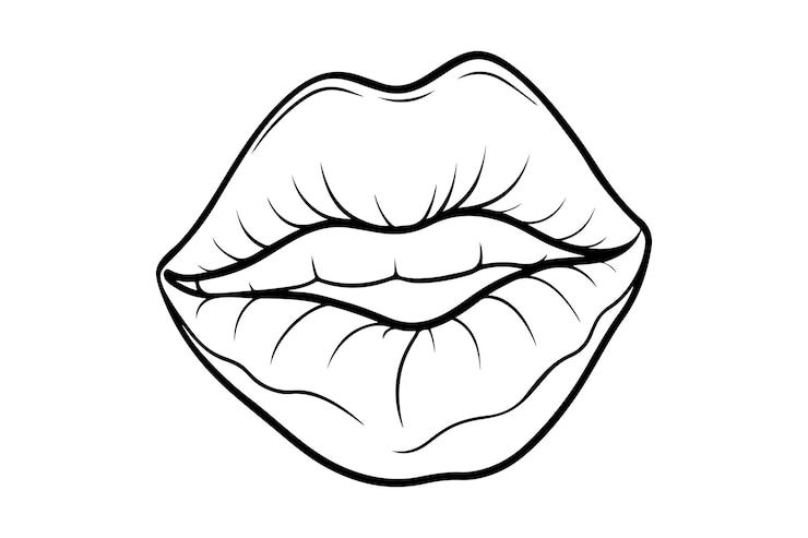 Vector ilustración vectorial de la silueta de los labios de beso