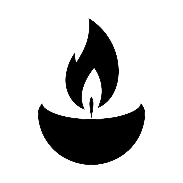 Ilustración vectorial de la silueta de la lámpara de Diwali Icono de la lámpada Diya
