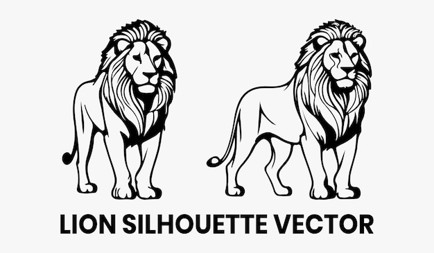 Ilustración vectorial de silueta de león Diseño del logotipo de la vida silvestre majestuosa