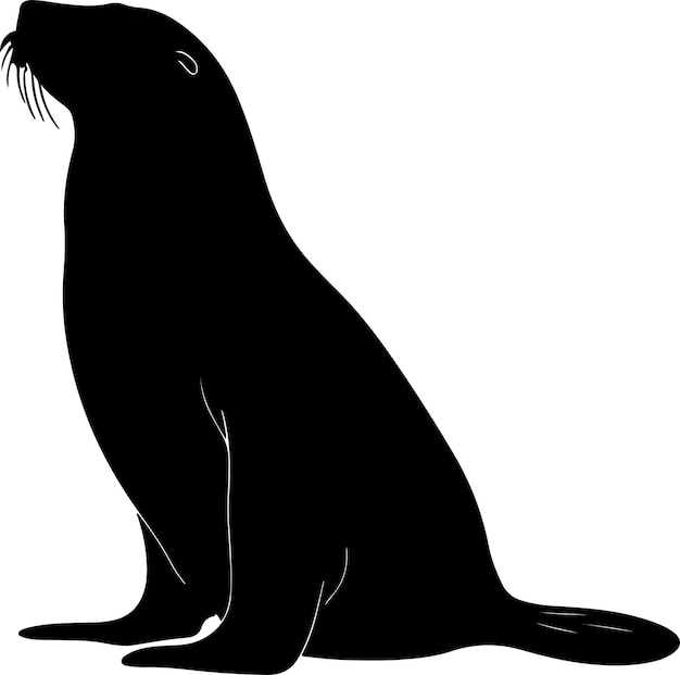 Ilustración vectorial de silueta de león marino Fondo blanco