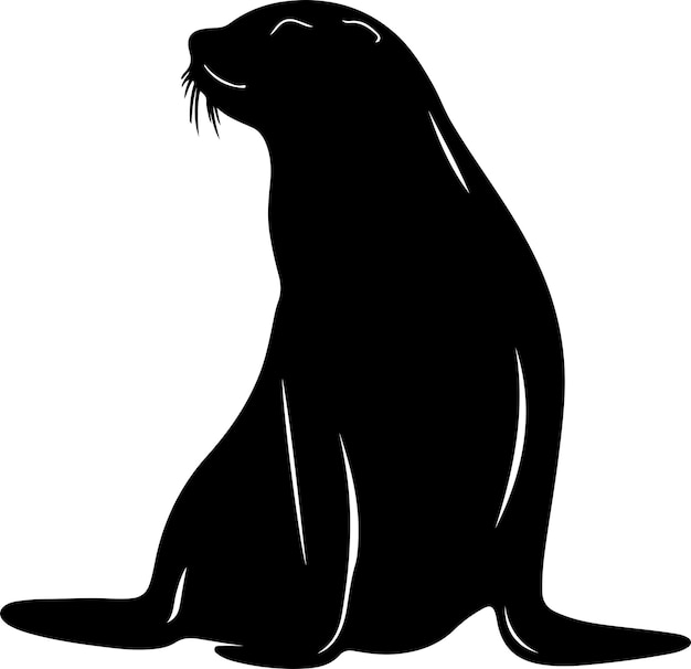 Ilustración vectorial de silueta de león marino Fondo blanco