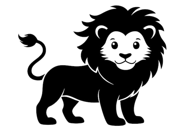 Ilustración vectorial de la silueta de un león sobre un fondo blanco