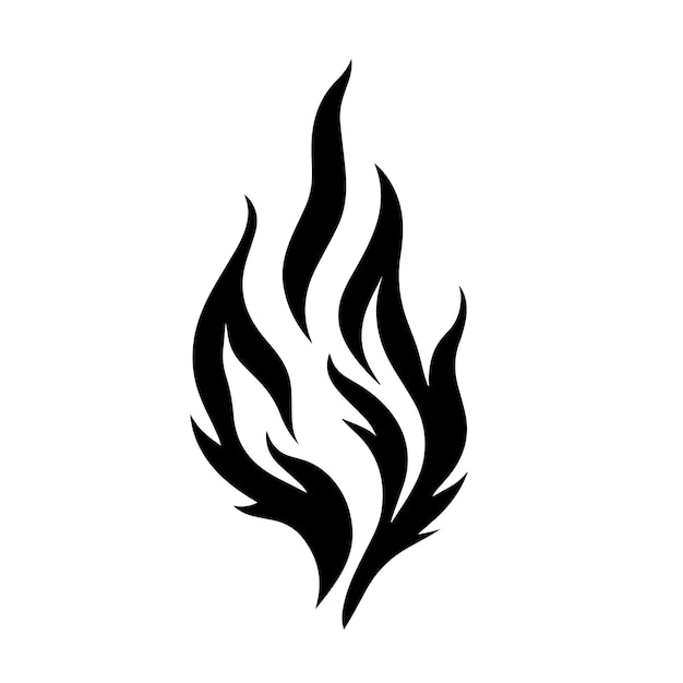 Ilustración vectorial de la silueta de la llama ardiente El icono y el signo de la silhueta de la llamarada ardiente