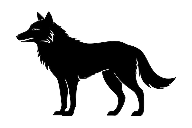 Ilustración vectorial de silueta de lobo aislada sobre un fondo blanco