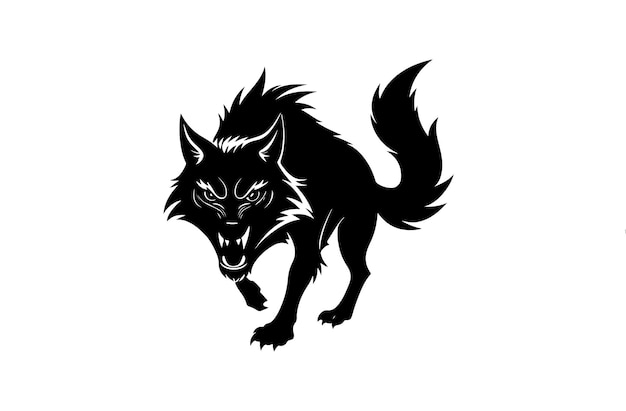 Ilustración vectorial de la silueta del lobo enojado