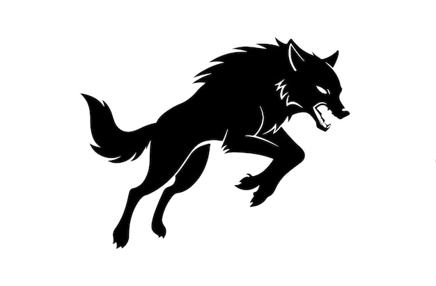 Ilustración vectorial de la silueta del lobo enojado