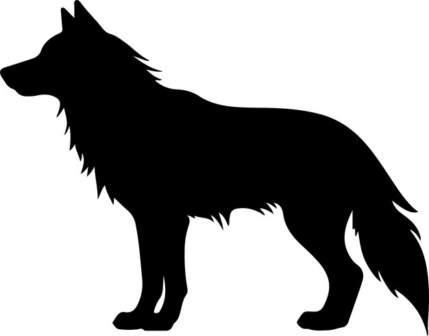 Ilustración vectorial de silueta de lobo Con fondo blanco