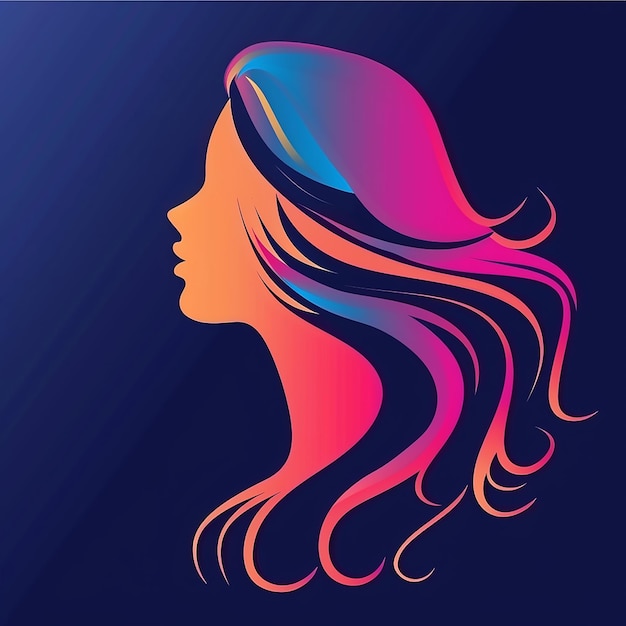 Vector ilustración vectorial de silueta del logotipo del cabello de la mujer