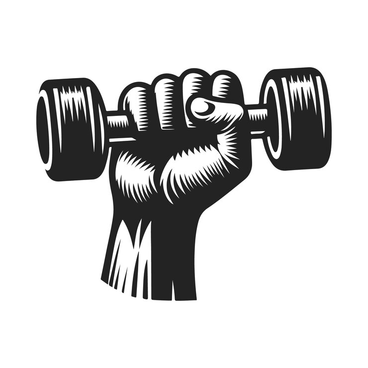 Vector ilustración vectorial de la silueta del logotipo de la manivela con la mano fuerte