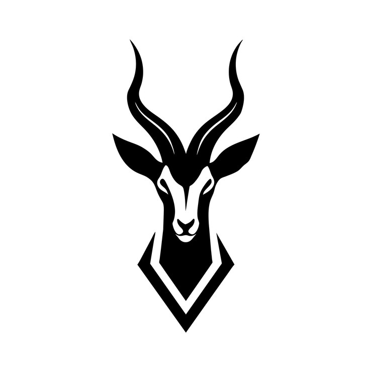 Ilustración vectorial de la silueta del logotipo minimalista de un antílope