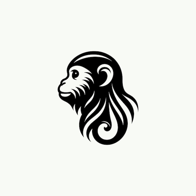 Ilustración vectorial de la silueta del logotipo del mono