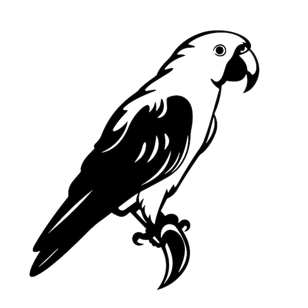Ilustración vectorial de la silueta del loro Icono y signo de la silhueta del loro