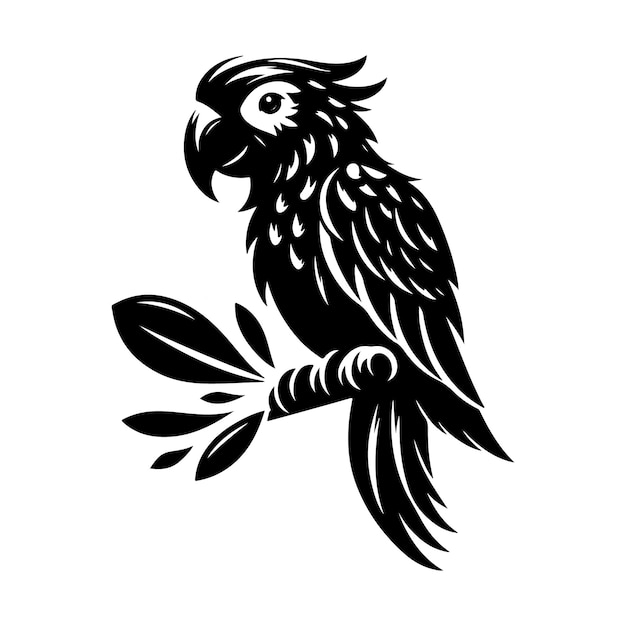 Ilustración vectorial de la silueta de un loro