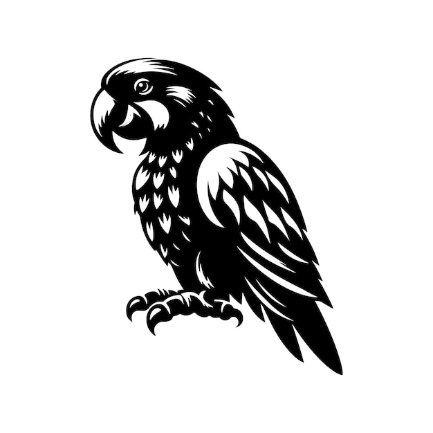 Ilustración vectorial de la silueta de un loro