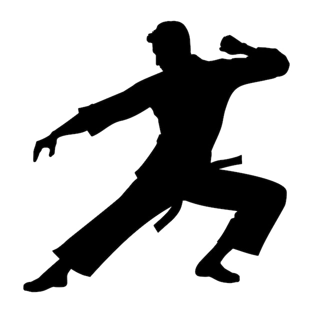 Ilustración vectorial de la silueta de un luchador de artes marciales masculino
