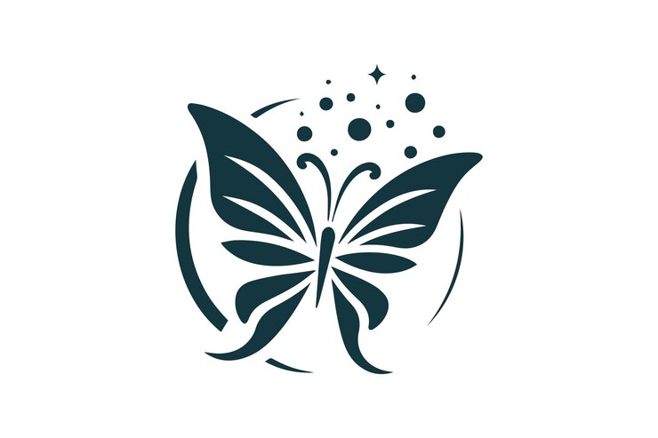 Ilustración vectorial de silueta de mariposa con fondo blanco