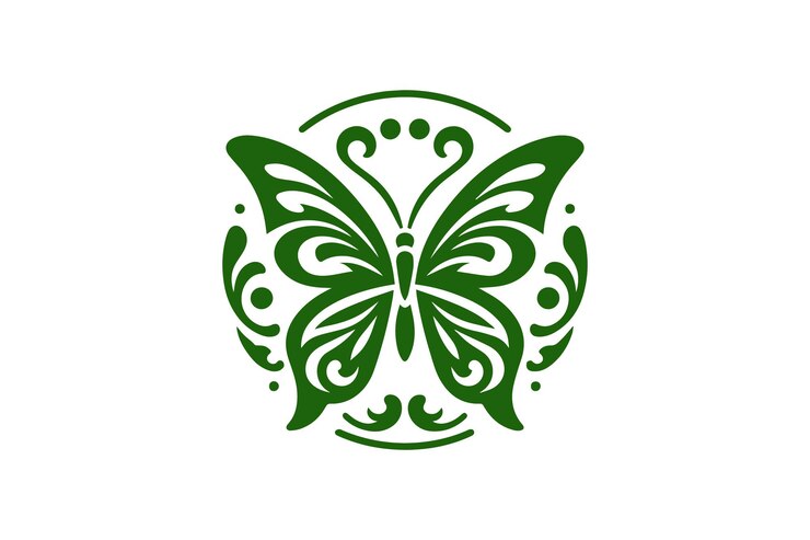 Ilustración vectorial de silueta de mariposa con fondo blanco