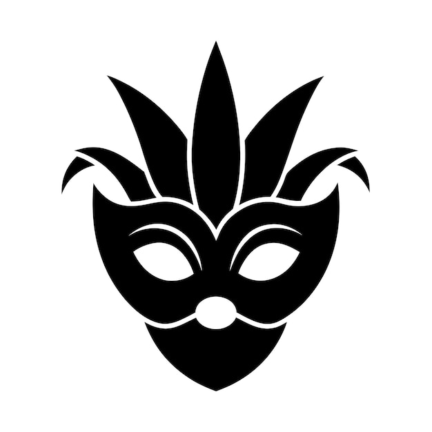 Ilustración vectorial de la silueta de la máscara de carnaval aislada sobre un fondo blanco