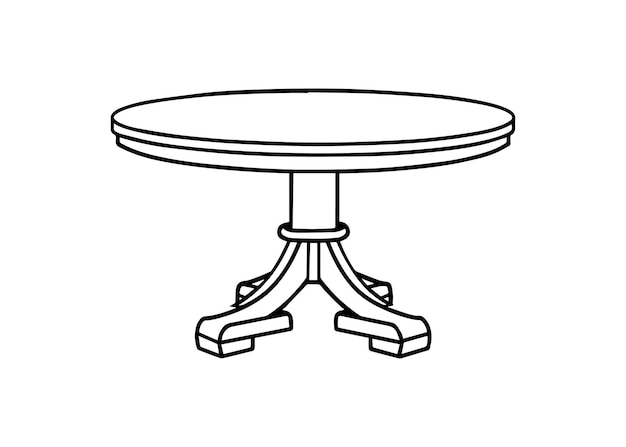 Ilustración vectorial de silueta de mesa Ilustración lineal en blanco y negro