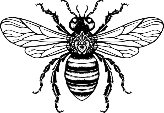 Ilustración vectorial de la silueta minimalista y simple de la abeja