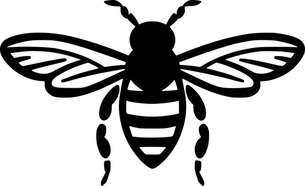Ilustración vectorial de la silueta minimalista y simple de la abeja