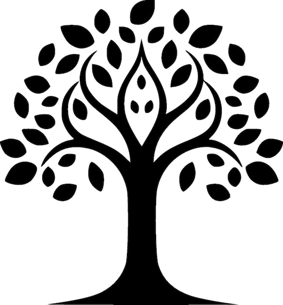 Ilustración vectorial de la silueta minimalista y simple del árbol