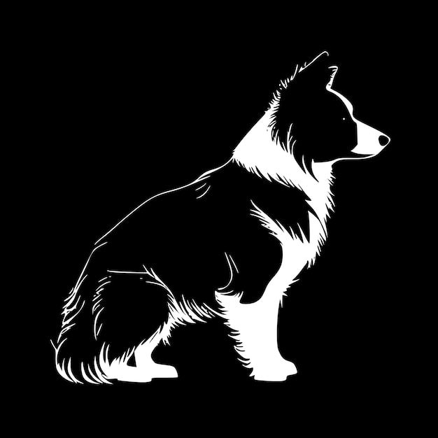 Vector ilustración vectorial de la silueta minimalista y simple del border collie