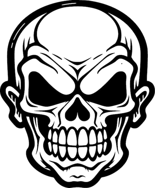 Ilustración vectorial de la silueta minimalista y simple de la calavera