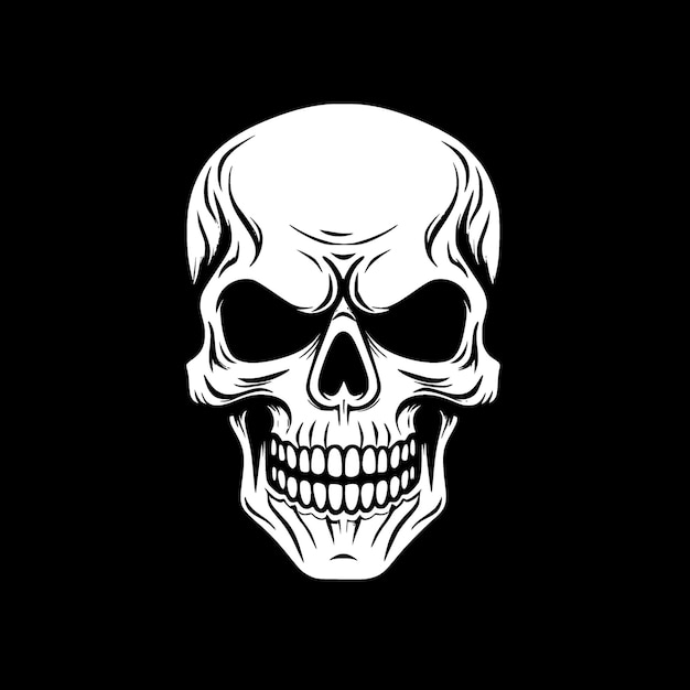 Ilustración vectorial de la silueta minimalista y simple de la calavera